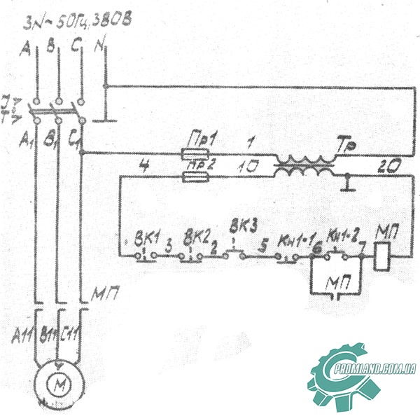 Электрическая схема тестомесильной машины Т1-ХТ2А