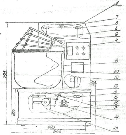 Устройство тестомесильной машины Л4-ХТИ-2